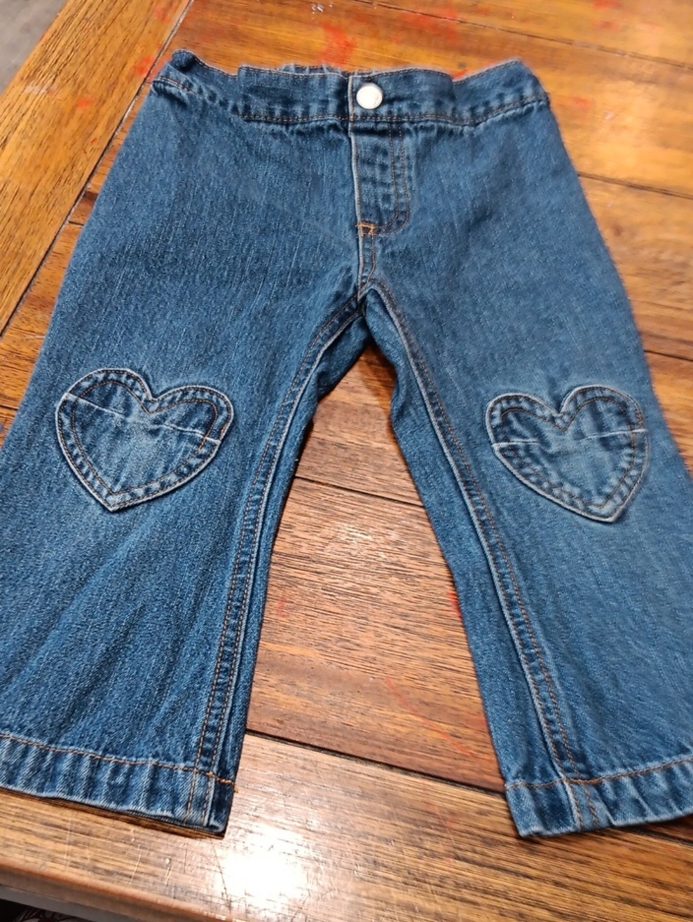 Wonderkids Dark Blue Boot Cut Jeans with Heart Knee Patches